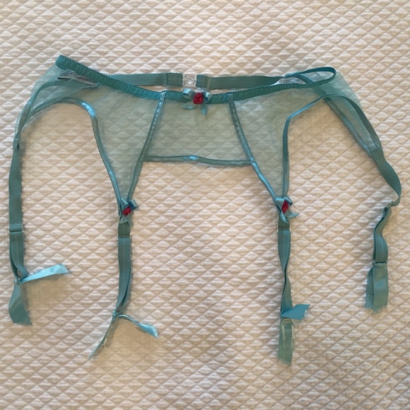 *NWOT* Vintage Agent Provocateur Mesh Lingerie Set - Ice Blue with Pink Rosettes - Picture 8 of 16